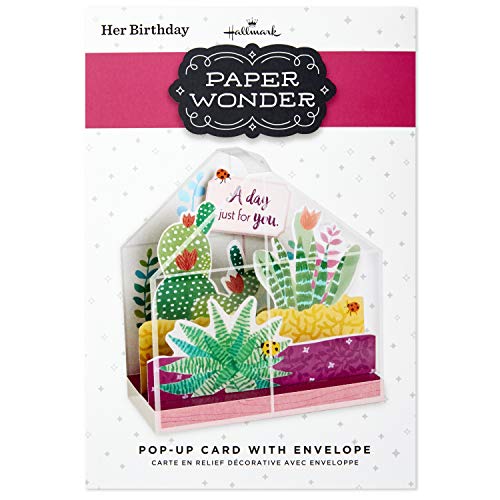 Hallmark Paper Wonder Displayable Pop Up Birthday Card or Mothers Day Card (Succulents),5 X 7. 2 inches,599RZW1015