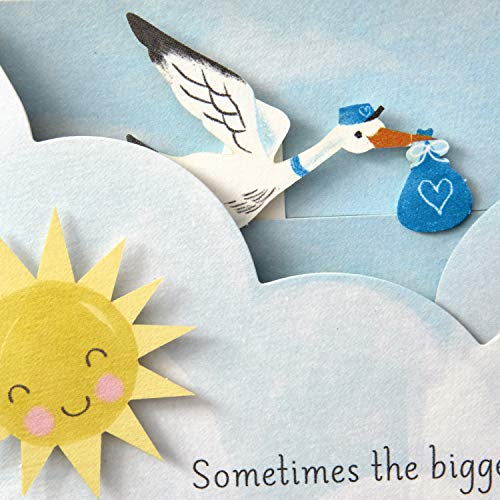 Hallmark Paper Wonder Paper Craft Baby Shower Card for Baby Boy (Stork) - 499RZW1027,4-x-5.5-inch