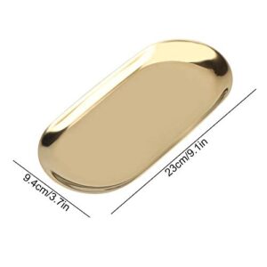 Fdit Nordic Style Storage Tray Cosmetics Jewelry Stainless Steel Cake Plate for Home Kitchen(Golden L)