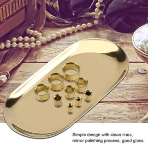 Fdit Nordic Style Storage Tray Cosmetics Jewelry Stainless Steel Cake Plate for Home Kitchen(Golden L)