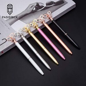 PASISIBICK Butterfly Ballpoint Pens，3 Pcs Rose Gold and Silver Metal Pens with Black Ink