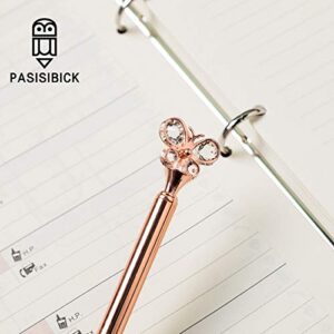 PASISIBICK Butterfly Ballpoint Pens，3 Pcs Rose Gold and Silver Metal Pens with Black Ink