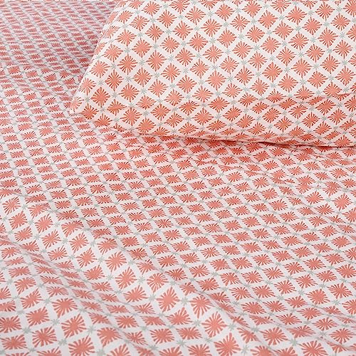 Martex 200 Thread Count Long Staple 100% Organic Cotton 4 Piece King Bed Sheet Set - 1 Fitted Sheet, 1 Flat Sheet, 2 Pillow case - Hotel Quality Fade Resistant - King Size Sheet Set (King, Orange)