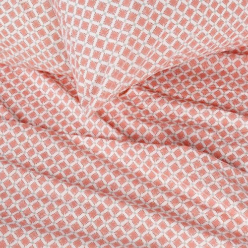 Martex 200 Thread Count Long Staple 100% Organic Cotton 4 Piece King Bed Sheet Set - 1 Fitted Sheet, 1 Flat Sheet, 2 Pillow case - Hotel Quality Fade Resistant - King Size Sheet Set (King, Orange)