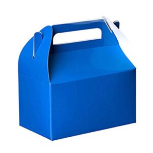 hammont party favors paper treat boxes (10 pack) blue colored paper containers & boxes treat container cookie boxes cute designs perfect for parties and celebrations 6.25" x 3.75" x 3.5"