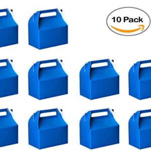 Hammont Party Favors Paper Treat Boxes (10 Pack) Blue Colored Paper Containers & Boxes Treat Container Cookie Boxes Cute Designs Perfect for Parties and Celebrations 6.25" x 3.75" x 3.5"