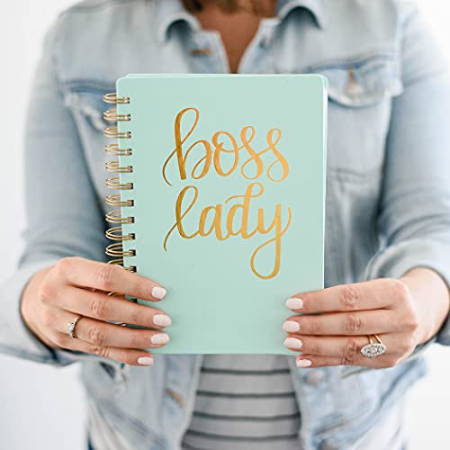 Sweet Water Decor Boss Lady Mint Spiral Notebook Motivational Notebooks Motivation Notebook Inspiration Boss Gift For Her Inspirational Hardcover Journal Lined Paper Gifts For Women Blank Diary Books