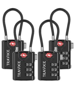 tsa approved luggage locks, travel locks which also work great as gym locks, toolbox lock, backpack and more, black 4 pack