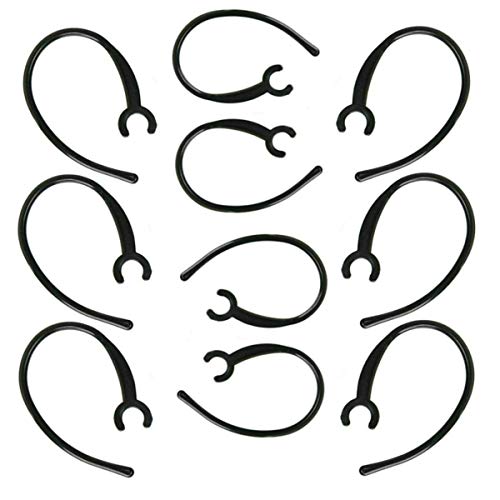 10-Pack Replacement Clamp Bluetooth Ear Hook Loop Clip Replacement - Set Of 5 Black SMALL Clamps + 5 Pack Black Large Clamps Shape Clear Hook for Samsung, Motorola, LG & Other Bluetooth Headsets