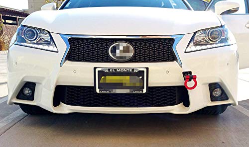 iJDMTOY JDM Red Track Racing Style Tow Hook Ring Compatible with Lexus 2006-up is GS, 2007-up LS, 2011-up CT & 2012-up RX Facelift, Made of Lightweight Aluminum