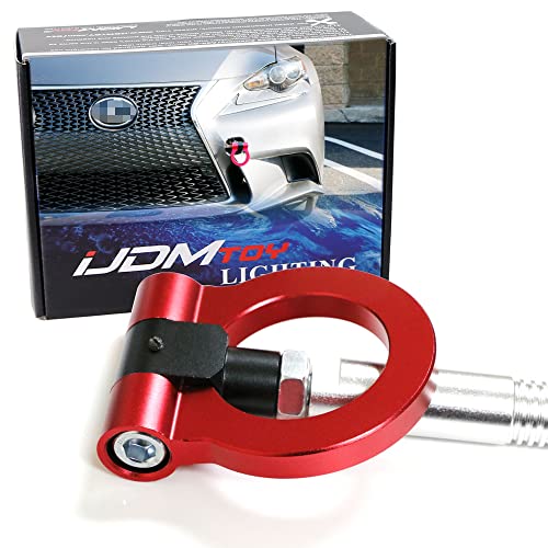 iJDMTOY JDM Red Track Racing Style Tow Hook Ring Compatible with Lexus 2006-up is GS, 2007-up LS, 2011-up CT & 2012-up RX Facelift, Made of Lightweight Aluminum