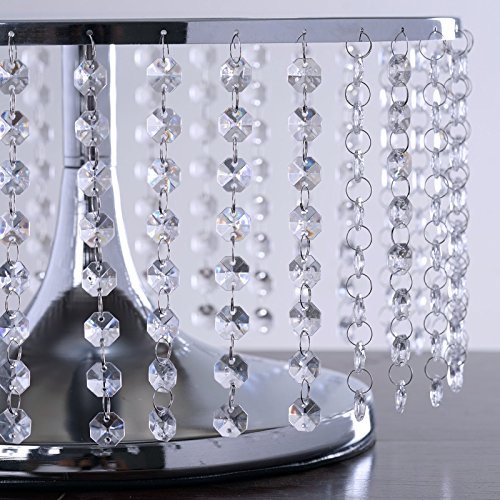 Efavormart 14" Silver Breathtaking Crystal Pendants Metal Chandelier Wedding Birthday Party Dessert Cake Display Stand - 8" Tall