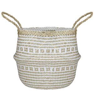 northlight 17" beige and white large seagrass belly basket with handles