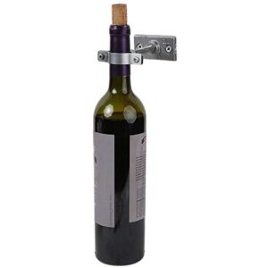 lily's home bar wall mount single wine bottle display holder, industrial design with mounting hardware, works with wine or liquor bottles, silver finish (4-1/2” x 1-3/8” x 2-3/4”)