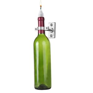 Lily's Home Bar Wall Mount Single Wine Bottle Display Holder, Industrial Design with Mounting Hardware, Works with Wine or Liquor Bottles, Silver Finish (4-1/2” x 1-3/8” x 2-3/4”)