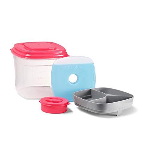 Fit+Fresh Salad To Go Lunch Container, Lunch Box Containers for Adults, Salad Lunch Containers for Adults, Adult Lunch Containers, Large Salad Container for Lunch, Leak Proof Lunch Containers, Pink