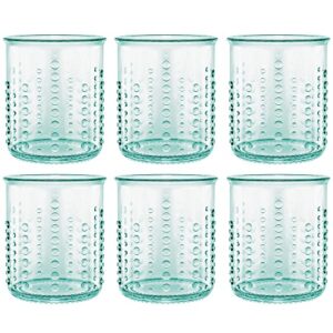 amici home urchin dof glass | 12 oz | italian made, recycled green glass | hobnail drinking glass for water, iced tea, milk, juice, cocktails, fresh drinks (set of 6)