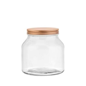 amici home branson glass canister | airtight food storage container with copper lid | clear glass jar for home, kitchen, & pantry organization (small, 76 oz)