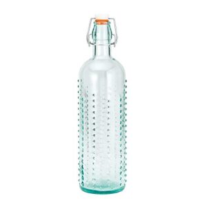 amici home urchin dof glass and bottle set | 12 oz glasses & 34 oz bottle | italian made, recycled green glass | hobnail drinkware for water, juice, cocktails (set of 6 glasses & bottle)