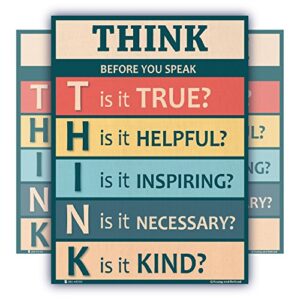 think before you speak laminated motivational chart rainbow colors classrooms and educators poster 15x20