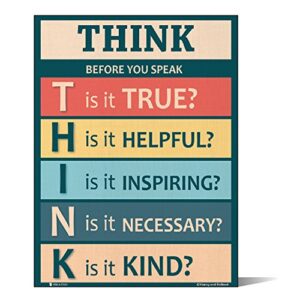 Think before you speak LAMINATED motivational chart rainbow colors classrooms and educators poster 15x20