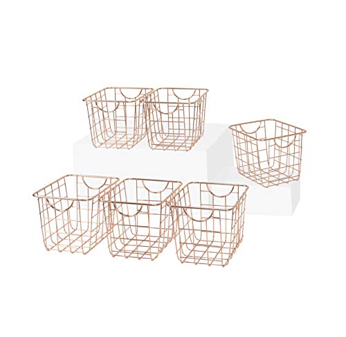 Spectrum Diversified Wire Pet, Toy, Office, Dorm Storage Bin Organizer, Basket, Mini, Pack of 6, Copper