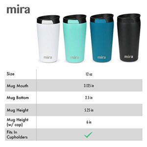 MIRA 12 oz Stainless Steel Insulated Coffee Travel Mug for Coffee, Tea - Press Lid Tumbler - Vacuum Insulated Coffee Thermos Cup Keeps Hot or Cold - Hawaiian Blue