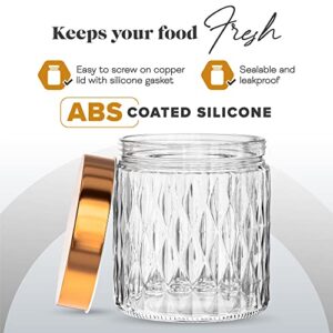 Amici Home Desmond Glass Canister | Dry Food Storage Container with Airtight Copper Lid | Clear Glass Jar for Kitchen & Pantry Organization | Small, 32 Oz