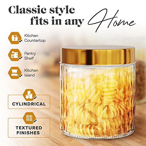 Amici Home Desmond Glass Canister | Dry Food Storage Container with Airtight Copper Lid | Clear Glass Jar for Kitchen & Pantry Organization | Small, 32 Oz