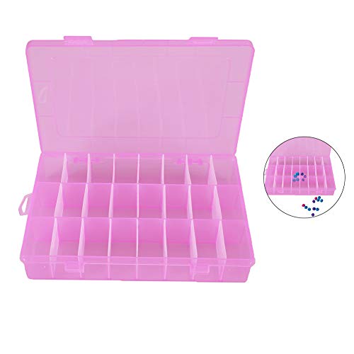 Jewelry Box Organizer Storage, 24 Grids Plastic Jewelry Adjustable Divider Container Detachable Beads Earrings Storage Case()