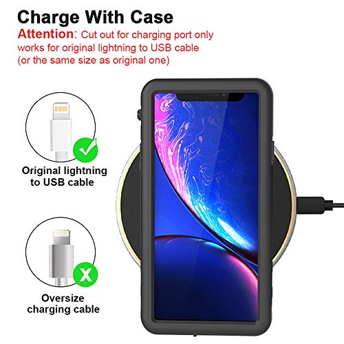 MIZUSUPI iPhone XR Waterproof Case Underwater Full Sealed IP68 Certified Waterproof Case Dustproof Snowproof Shockproof Cover with Built-in Screen Protector for iPhone XR 6.1 inch Black