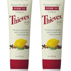 Young Living Thieves Dentarome Plus Toothpaste - 4 oz (2-Pack) - Natural Oral Care for a Bright Smile - Thieves-infused Toothpaste - Naturally Derived Ingredients