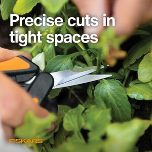 Fiskars Micro-Tip Pruning Snips - 6" Garden Shears with Sharp Precision-Ground Non-Coated Stainless Steel Blade - Gardening Tool Scissors with SoftGrip Handle