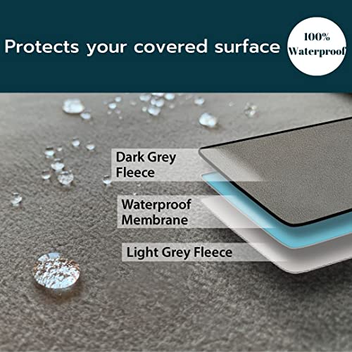 Waterproof Blanket Cover 80”x90” for Adults, Dogs, Cats or Any Pets - 100% Waterproof Furniture or Mattress Protector – Large Size for Twin, Queen, King Beds (Warm Gray/Cool Gray)