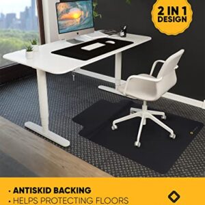 Office Chair Mat with Anti Fatigue Cushioned Foam - Chair Mat for Hardwood Floor with Foot Rest Under Desk - 2 in 1 Chairmat Standing Desk Anti-Fatigue Comfort Mat for Hard Floor - Size 54”x 36”