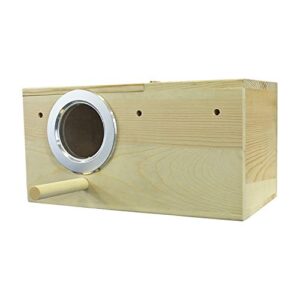 sturdy nest box - cage attachment, hinged lid, perching ledge - for sugar glider, squirrel, rat, finch, parakeet, lovebird, parrotlet, lovebird, canary, cockatiel, other birds & small pets (large)