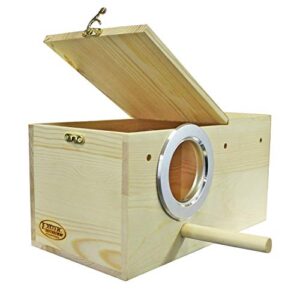 Sturdy Nest Box - Cage Attachment, Hinged Lid, Perching Ledge - for Sugar Glider, Squirrel, Rat, Finch, Parakeet, Lovebird, Parrotlet, Lovebird, Canary, Cockatiel, Other Birds & Small Pets (Large)