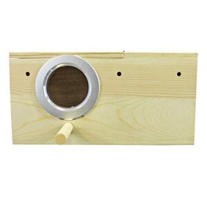 Sturdy Nest Box - Cage Attachment, Hinged Lid, Perching Ledge - for Sugar Glider, Squirrel, Rat, Finch, Parakeet, Lovebird, Parrotlet, Lovebird, Canary, Cockatiel, Other Birds & Small Pets (Large)