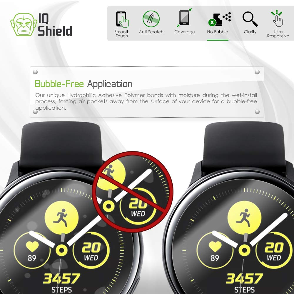 IQShield Screen Protector Compatible with Samsung Galaxy Watch Active (Galaxy Watch Active2 40mm) (6-Pack) Anti-Bubble Clear TPU Film