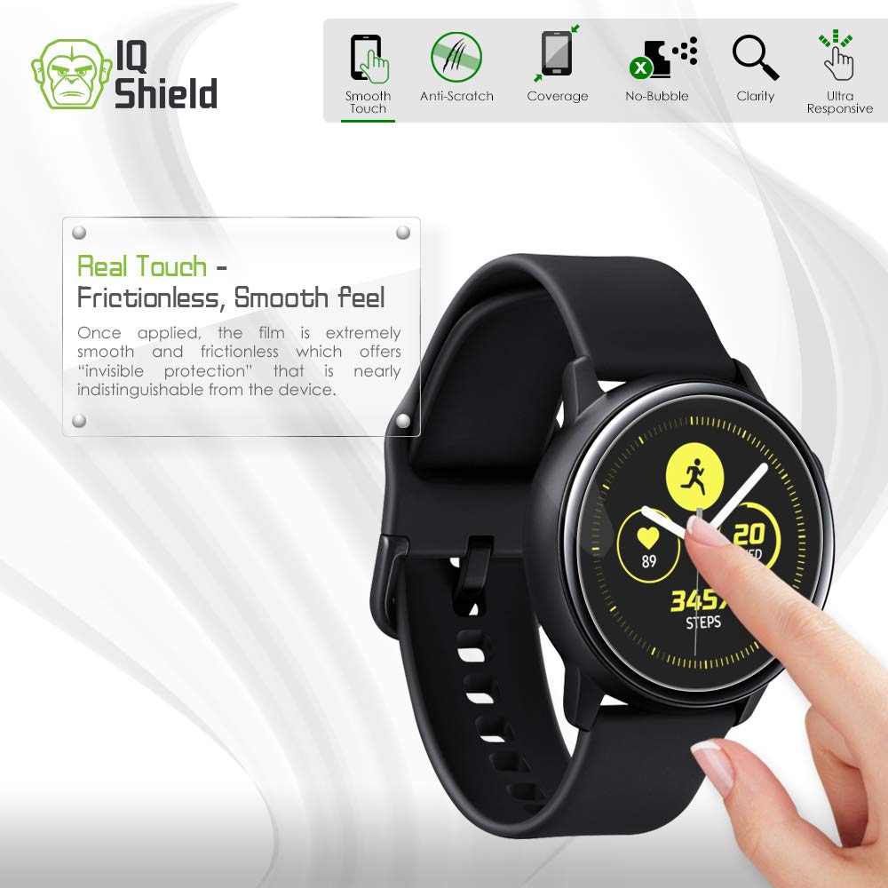 IQShield Screen Protector Compatible with Samsung Galaxy Watch Active (Galaxy Watch Active2 40mm) (6-Pack) Anti-Bubble Clear TPU Film