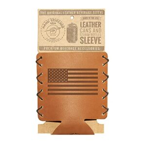 Oowee Products Leather Can Holder | Fits 12 to 16 Ounce Cans, Great for Soda, Beer and Seltzer, Great Gift for Men and Women, Genuine Leather, Made in the USA - American Flag