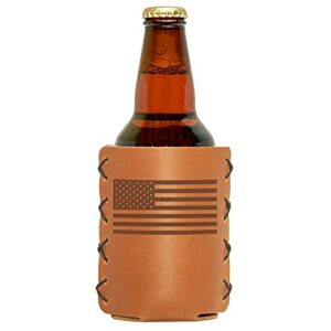 Oowee Products Leather Can Holder | Fits 12 to 16 Ounce Cans, Great for Soda, Beer and Seltzer, Great Gift for Men and Women, Genuine Leather, Made in the USA - American Flag