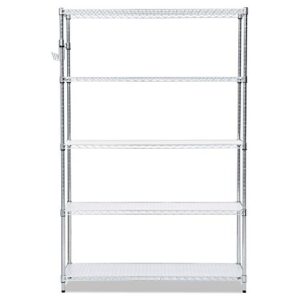 Alera 5-Shelf Wire Shelving Kit with Casters and Shelf Liners, 48w x 18d x 72h, Silver