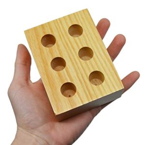 Wooden Entomology Pin Storage Block, 6 Holes for Various Pin Sizes, 3/8" Diameter Holes - Eisco Labs