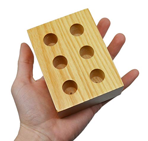 Wooden Entomology Pin Storage Block, 6 Holes for Various Pin Sizes, 3/8" Diameter Holes - Eisco Labs