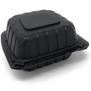 Sure Earth 6" x 6" One Compartment Eco Friendly Black Hinged Food Container | 300 per Case