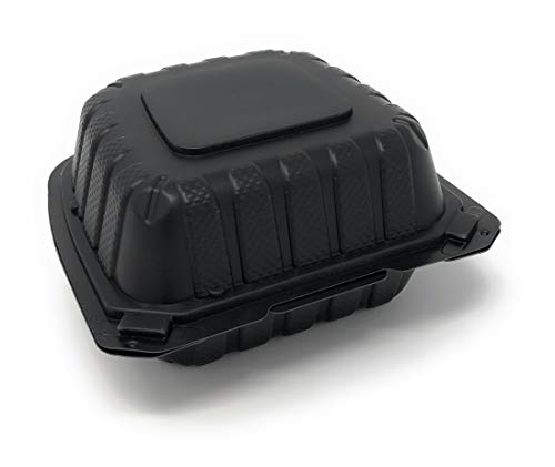 Sure Earth 6" x 6" One Compartment Eco Friendly Black Hinged Food Container | 300 per Case