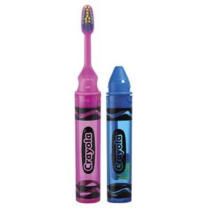 GUM - 228RB Crayola Kids' Travel Toothbrush, Antibacterial Bristles, Soft, Ages 4+, 2 Count