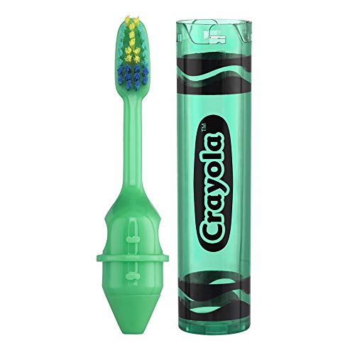 GUM - 228RB Crayola Kids' Travel Toothbrush, Antibacterial Bristles, Soft, Ages 4+, 2 Count