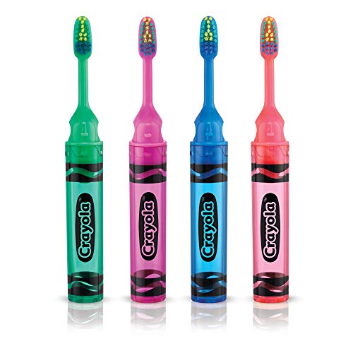 GUM - 228RB Crayola Kids' Travel Toothbrush, Antibacterial Bristles, Soft, Ages 4+, 2 Count